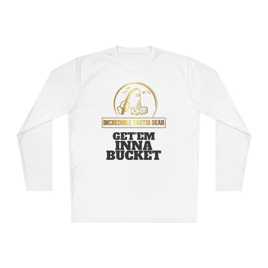 (White) IncredibleTastixGear Get 'Em Inna Bucket Unisex Lightweight Long Sleeve Tee