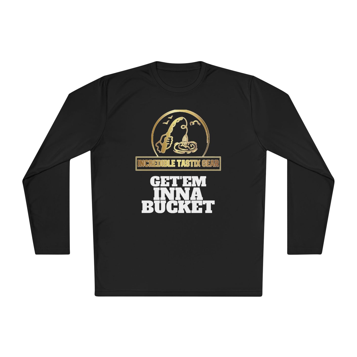 (Black) IncredibleTastixGear Get 'Em Inna Bucket Unisex Lightweight Long Sleeve Tee
