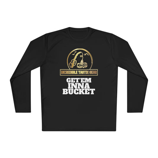 (Black) IncredibleTastixGear Get 'Em Inna Bucket Unisex Lightweight Long Sleeve Tee